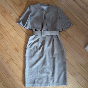 Gray/Beige Belted Dress